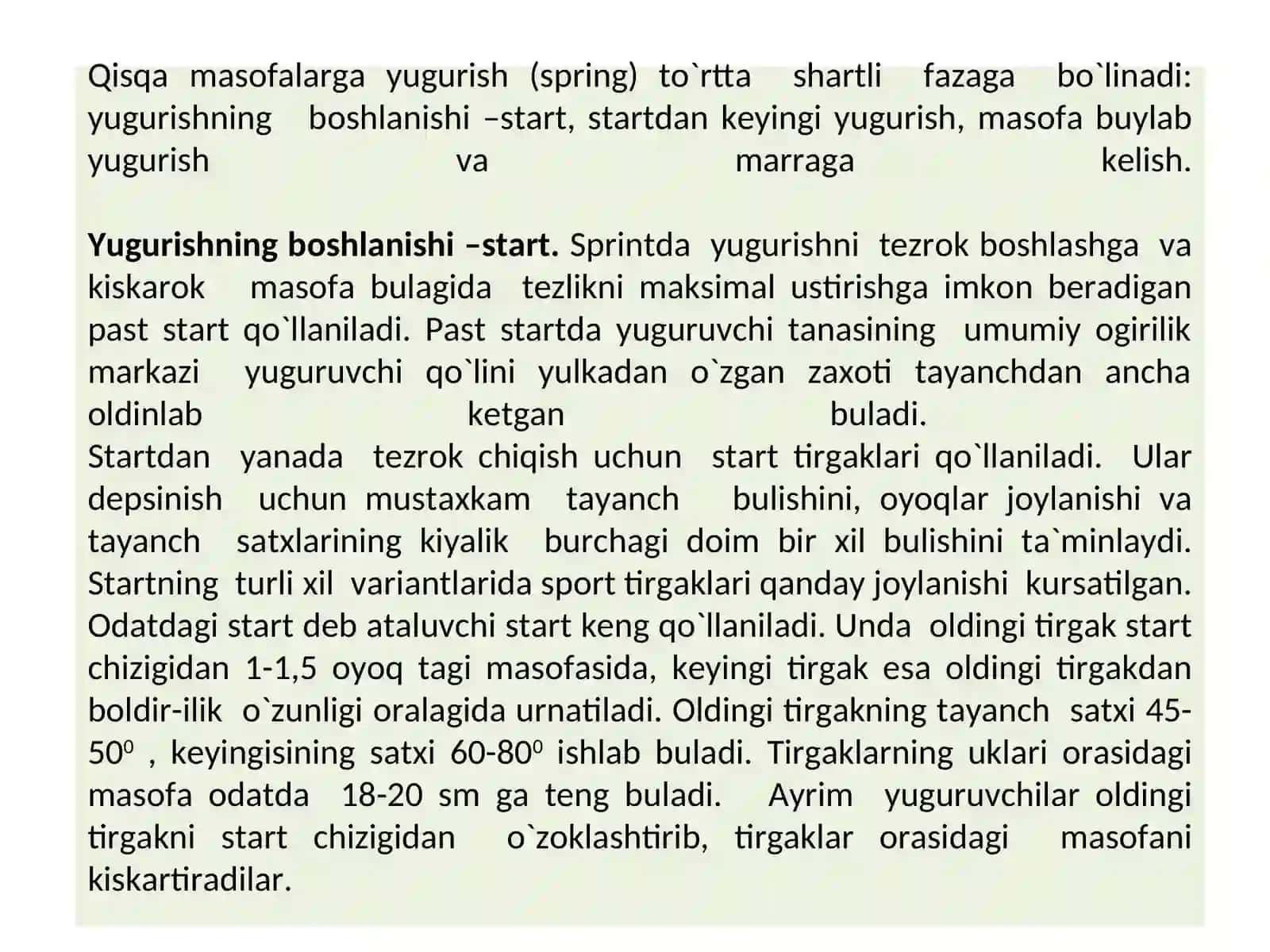 Qisqa masofaga yugurish texnikasi 4