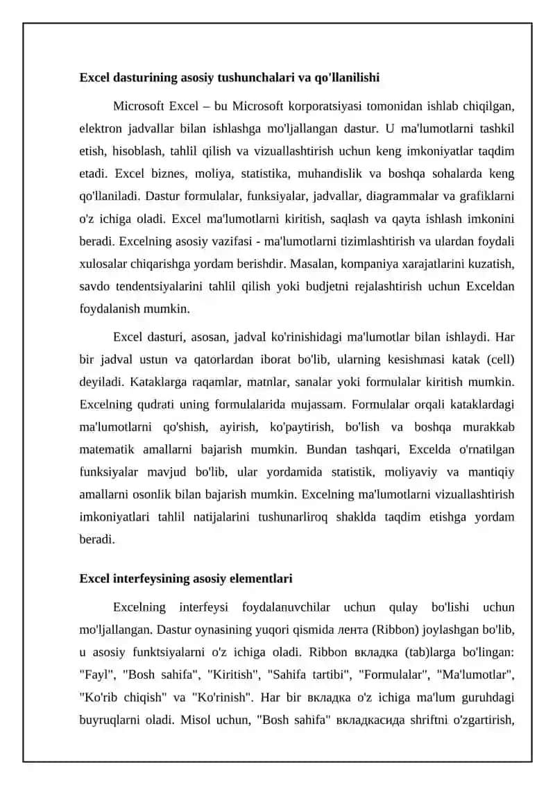 Microsoft va EXSEL dasturi 4