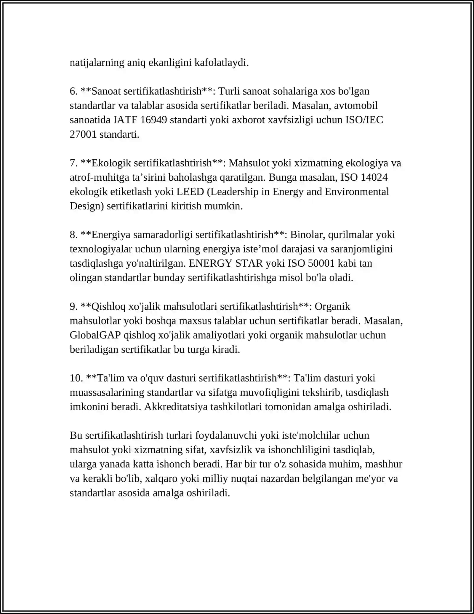 SERTIFIKATLASHTIRISH ASOSIY MA’LUMOTLAR XALQARO SERTIFIKATLASHTIRISH TASHKILOTLARI 4