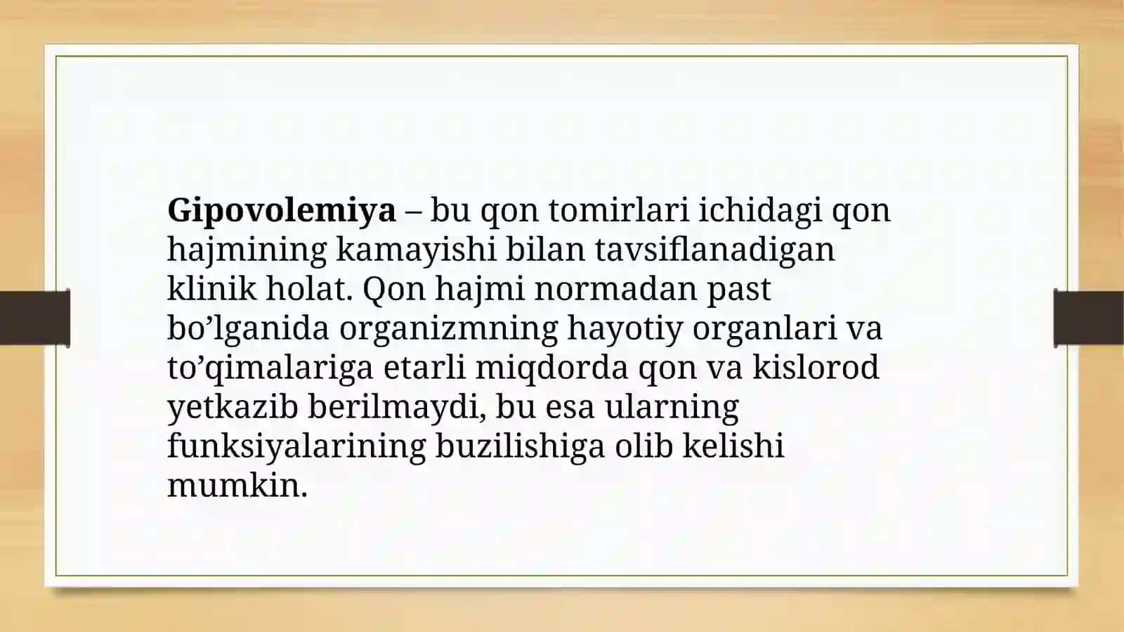 Gipovolemiyalarda qon aylanishining o’zgarishlari 4