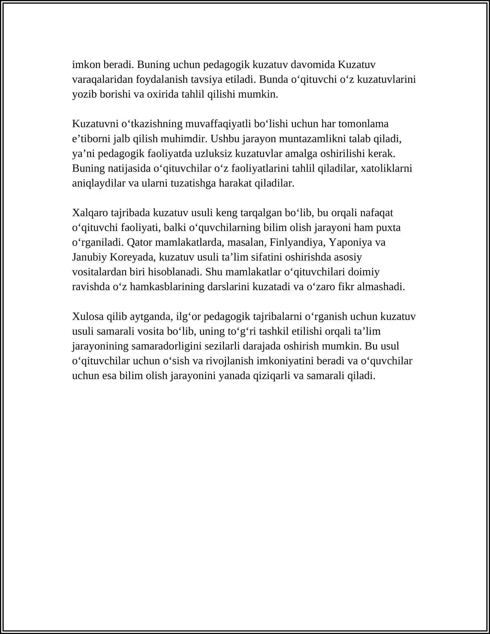 ILGʻOR PEDAGOGIK TAJRIBANI SHAKILLANTIRISH OʻRGANISH UMUMLASHTIRISH VA ULARDAN FOYDALANISH 4