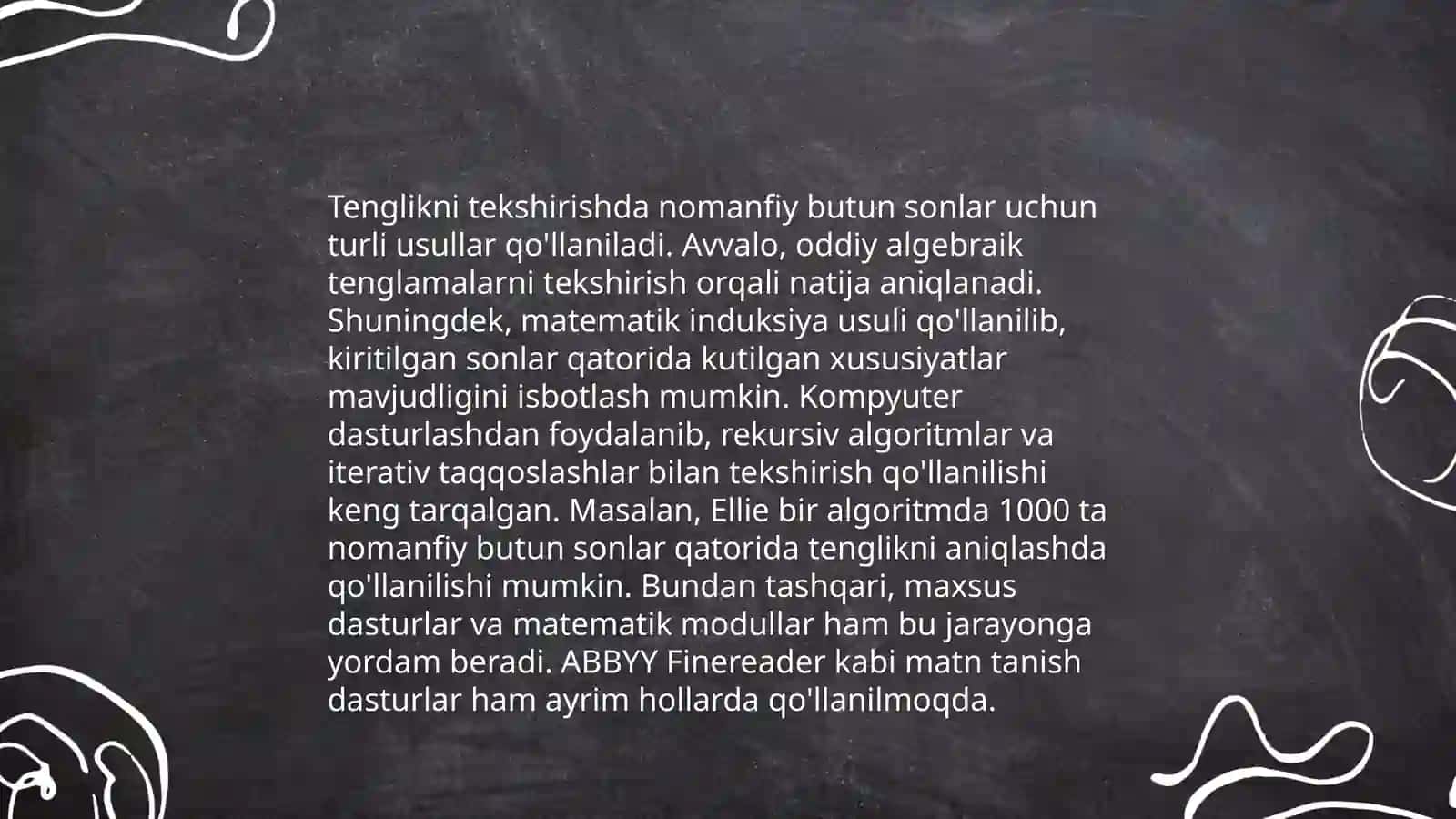 Nomanfiy butun sonlar toʻplamida tenglik munosabatiga oid misol masalalar 4