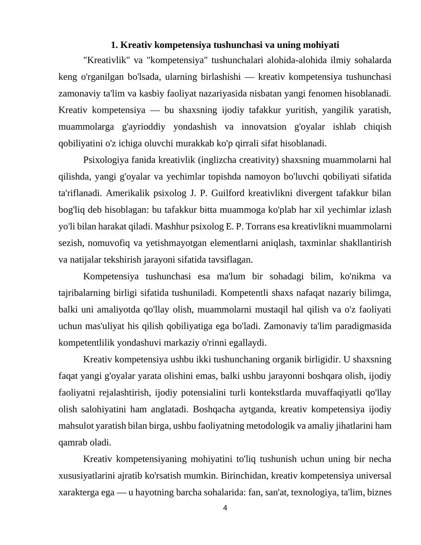 Kreativ kompetensiya va uning tarkibiy qismlari 4
