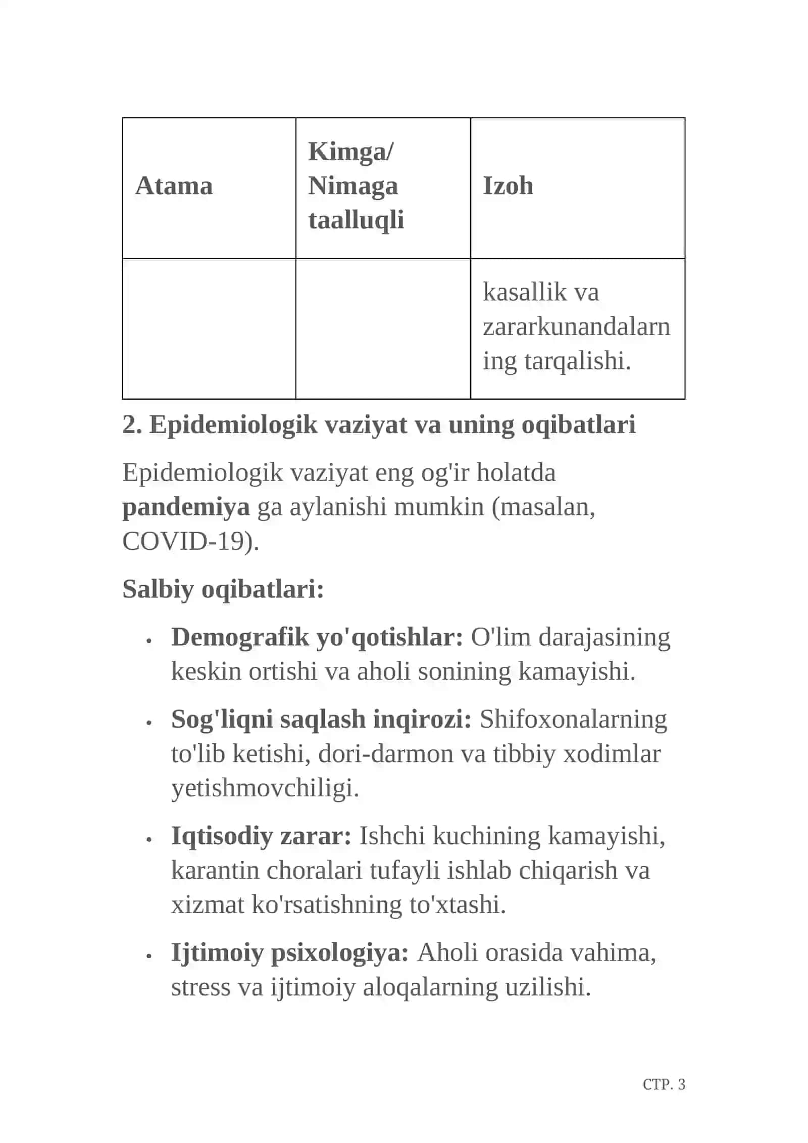 Epidemiologik, epizootik va epifitotik vaziyatlar, ularning salbiy oqibatlari 4