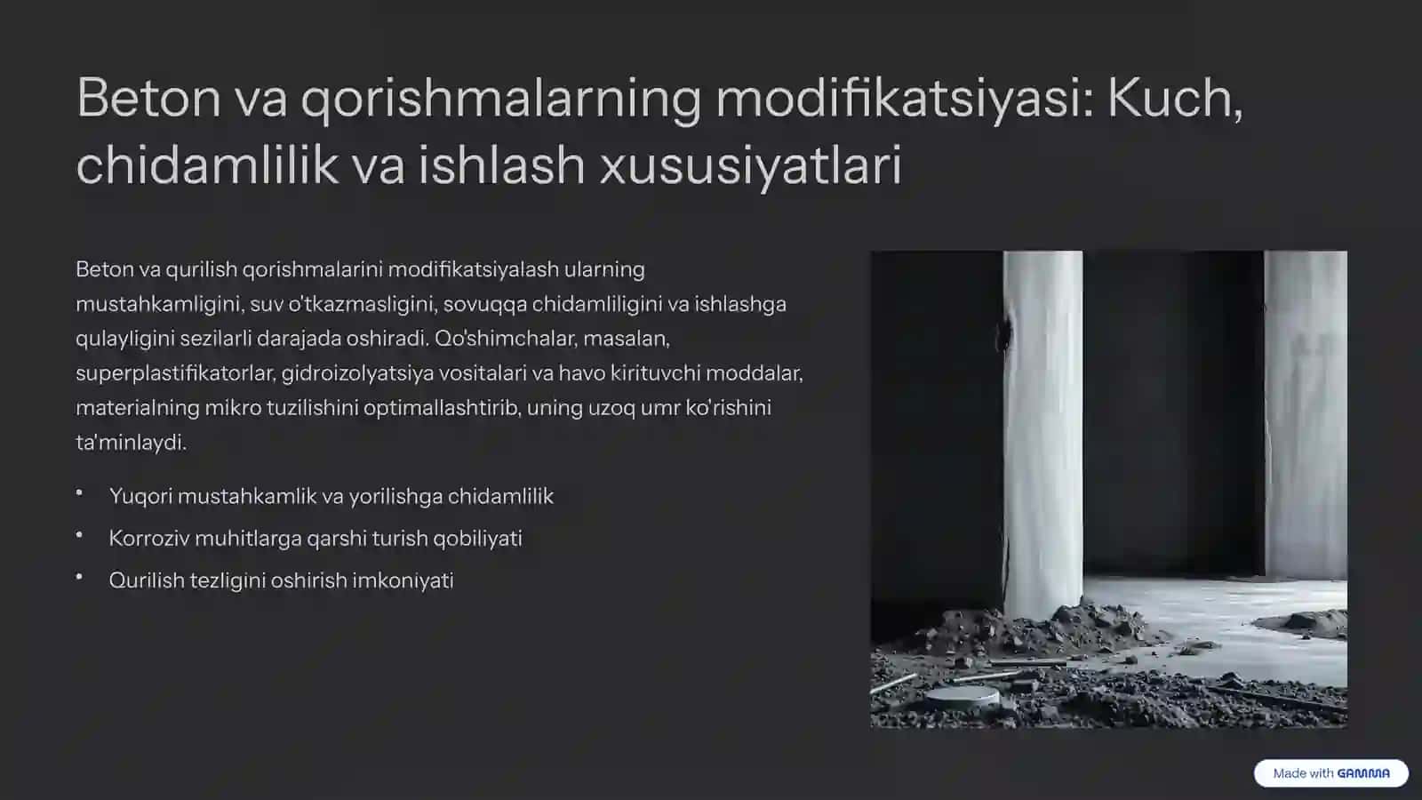 MODIFIKATSIYALANGAN QURILISH MATERIALLARINING QURILISHDAGI O’RNI 4