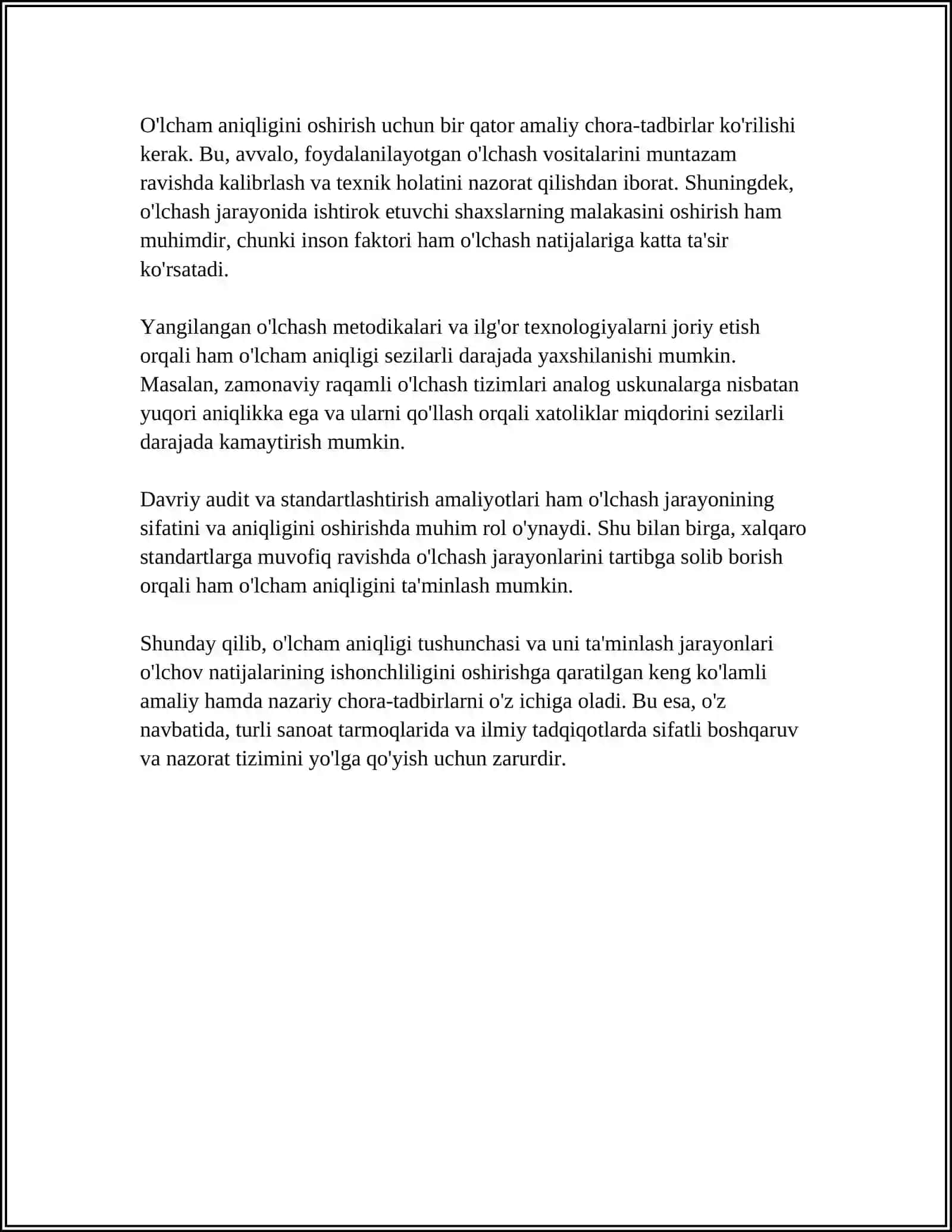 O'LCHAM ANIQLIGI 4