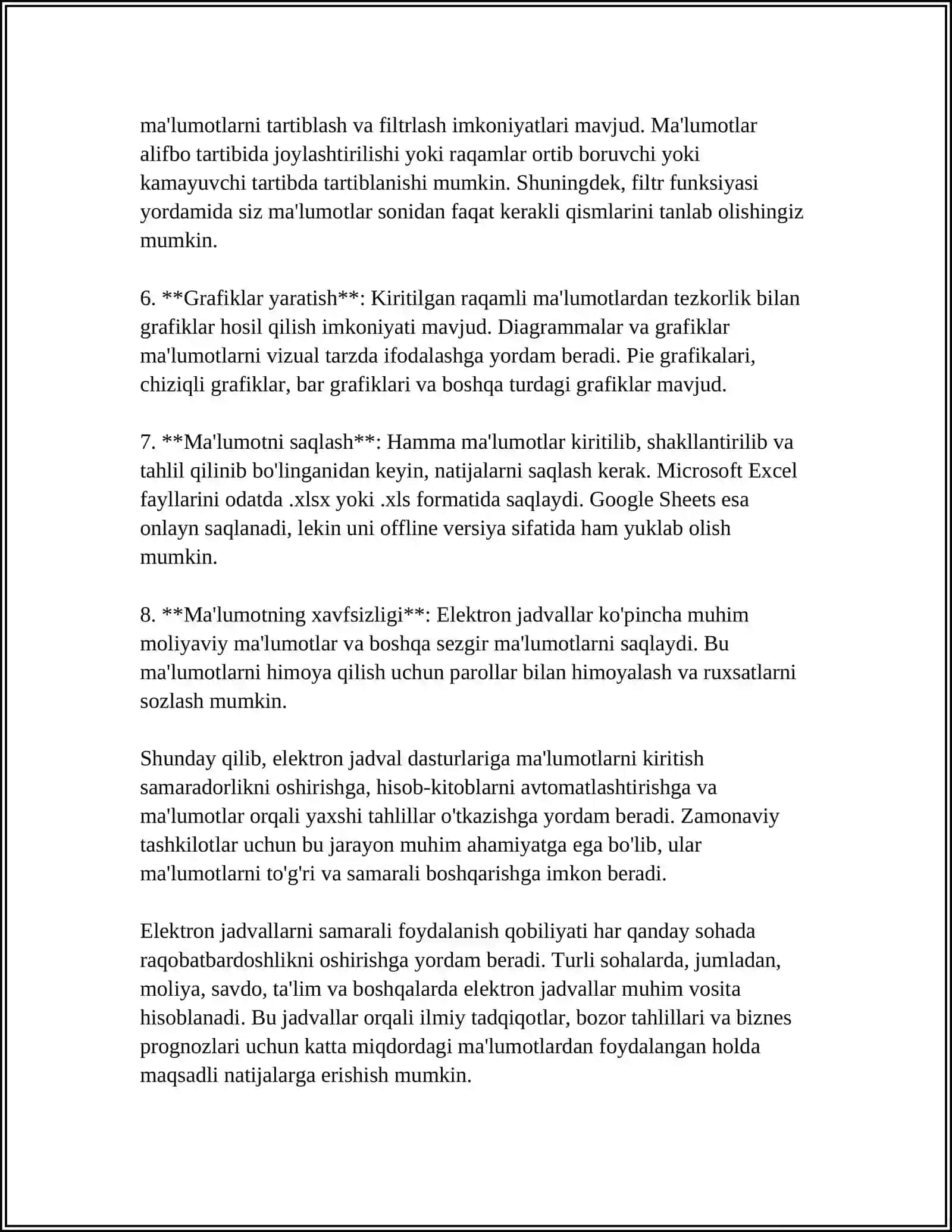 MICROSOFT EXEL ELEKTRON JADVAL MUXARIRI YORDAMIDA TIBBIY BIOLOGIK TAJRIBA NATIJALARNI STATISTIK QAYTA ISHLASH VA BAHOLASH 4