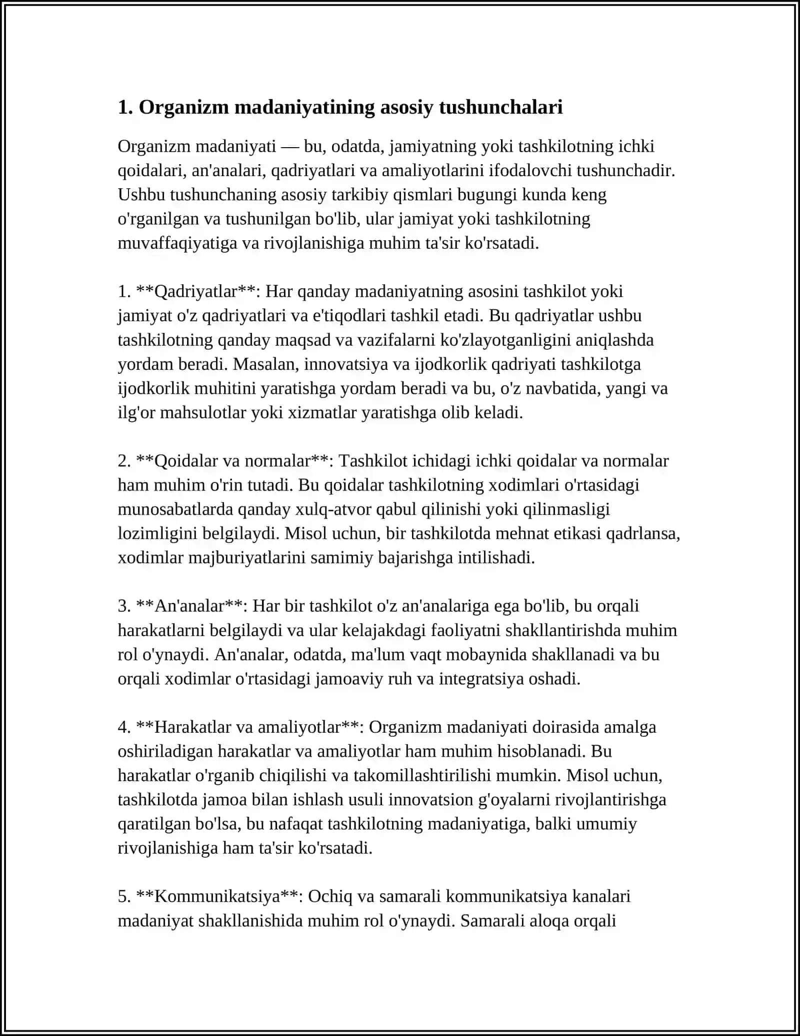 BIZNES TASHKILOTLARIDA TASHKILIY MADANIYATNING PSIXOLOGIK TARKIBIY QISMLARI 4