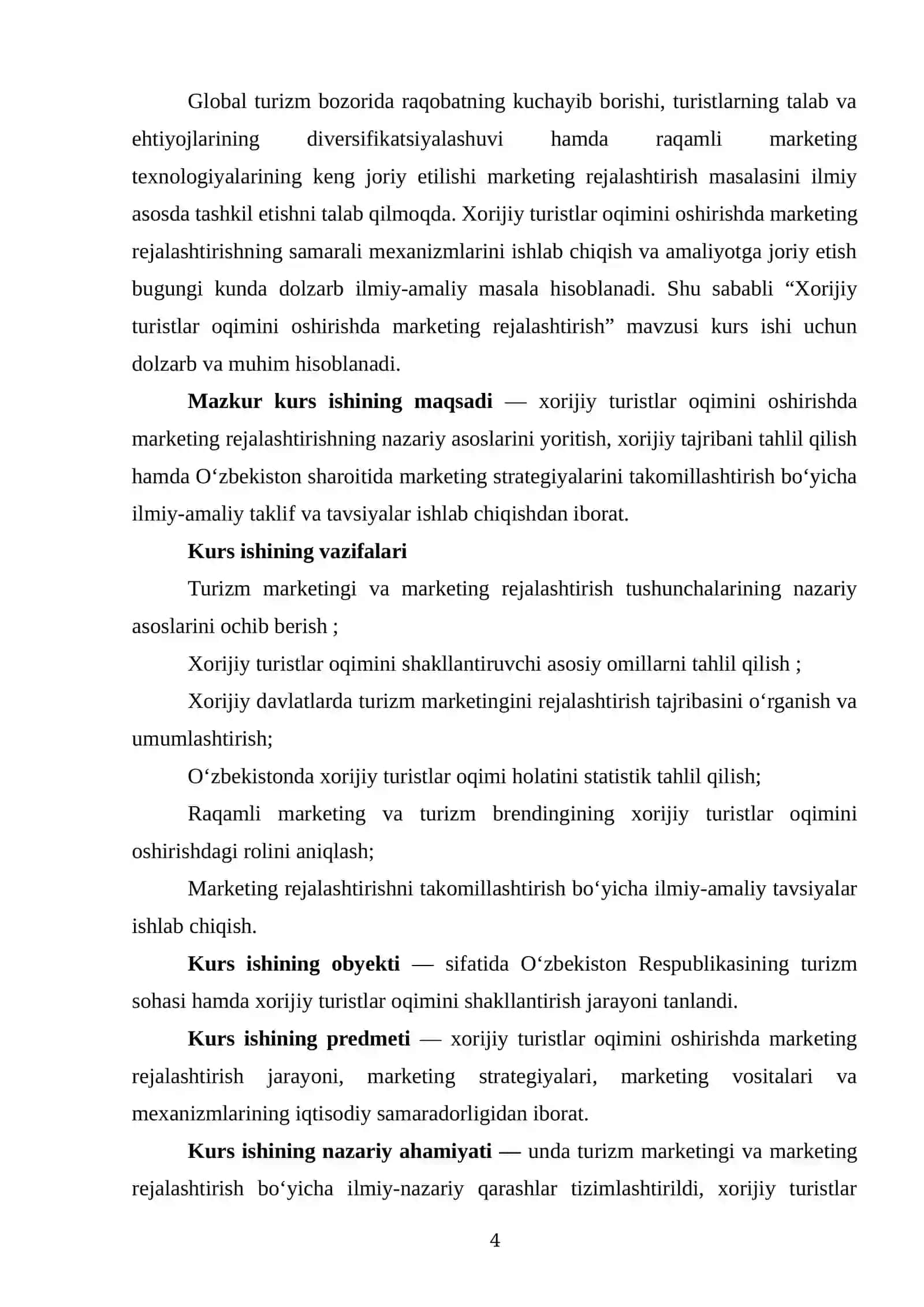 Xorijiy turistlar oqimini oshirishda marketing rejalashtirishXorijiy turistlar oqimini oshirishda marketing rejalashtirishXorijiy turistlar oqimini oshirishda marketing rejalashtirishXorijiy turistlar oqimini oshirishda marketing rejalashtirishxorijiy turistlar 4