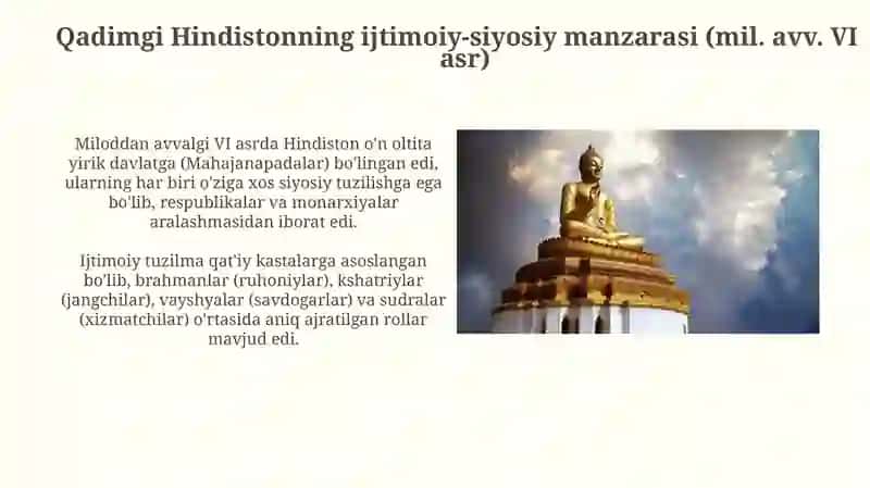 Buddizm dini va uning paydo bo'lishida ijtimoiy-tarixiy shart-sharoitlar 4
