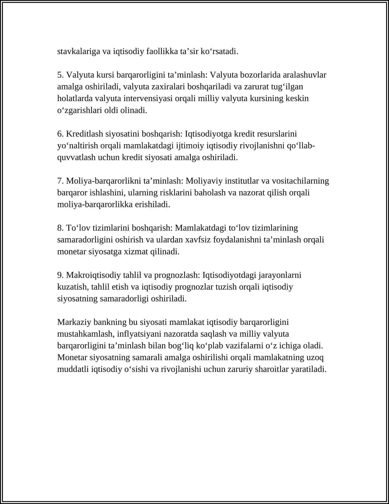 MARKAZIY BANKNING MONETAR SIYOSATNI AMALGA OSHIRISHDAGI VAZIFALARI 4