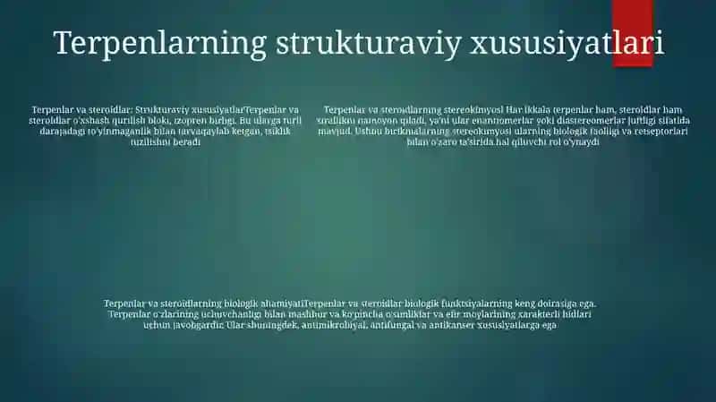 Steroidlar Va Terpenlarning Sterokimyosi Hamda Ular Ishtirokidagi Muhim Biologik Jarayonlar 4