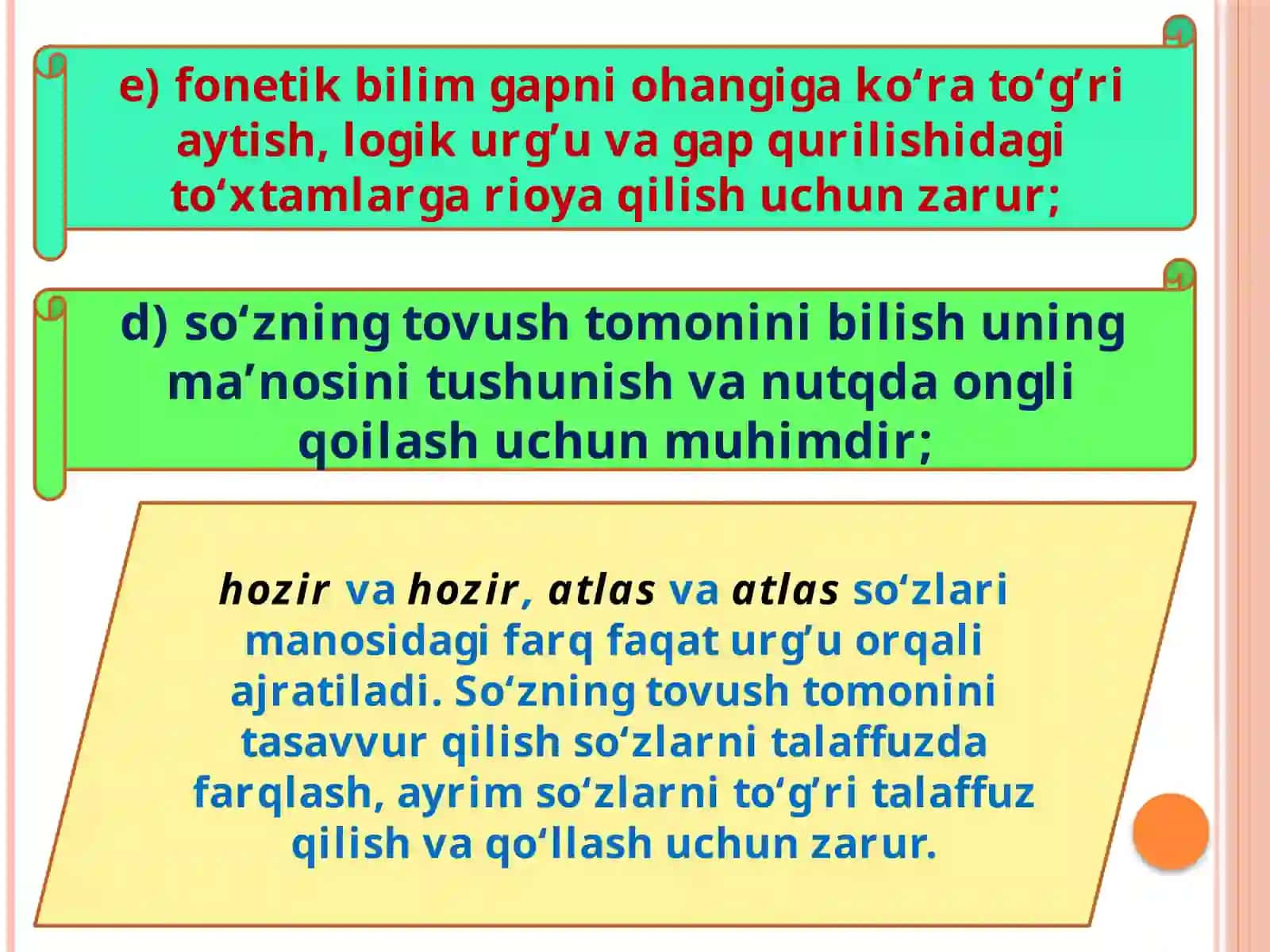 FONETIKA VA GRAFIKA ASOSLARINI OʻRGANISH METODIKASI (2 SOAT) 4