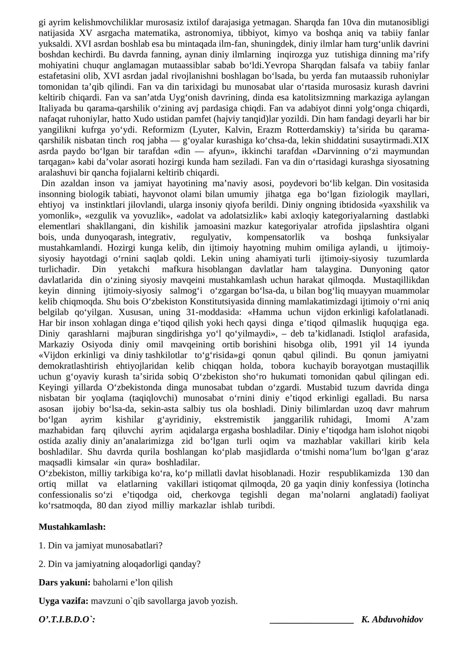 Dinning jamiyatdagi o‘rni va vazifalari 4