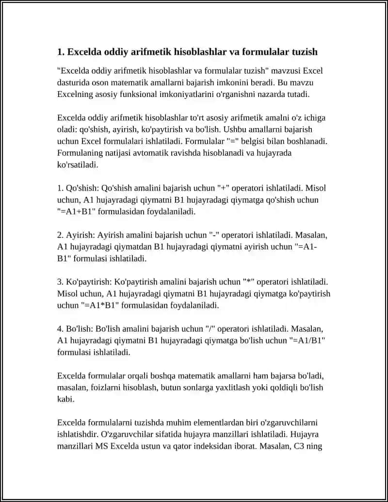 EXCEL TIZIMIGA ODDIY XISOBLASHLAR,FUNKSIYA QIYMATLARI XISOBLASH GRAFIK OBEKTLARNI QURILISH.TENGLAMALAR,TENGLAMALAR TIZIMLARINI YECHISH VA ULARNING TADBIQLARI 4