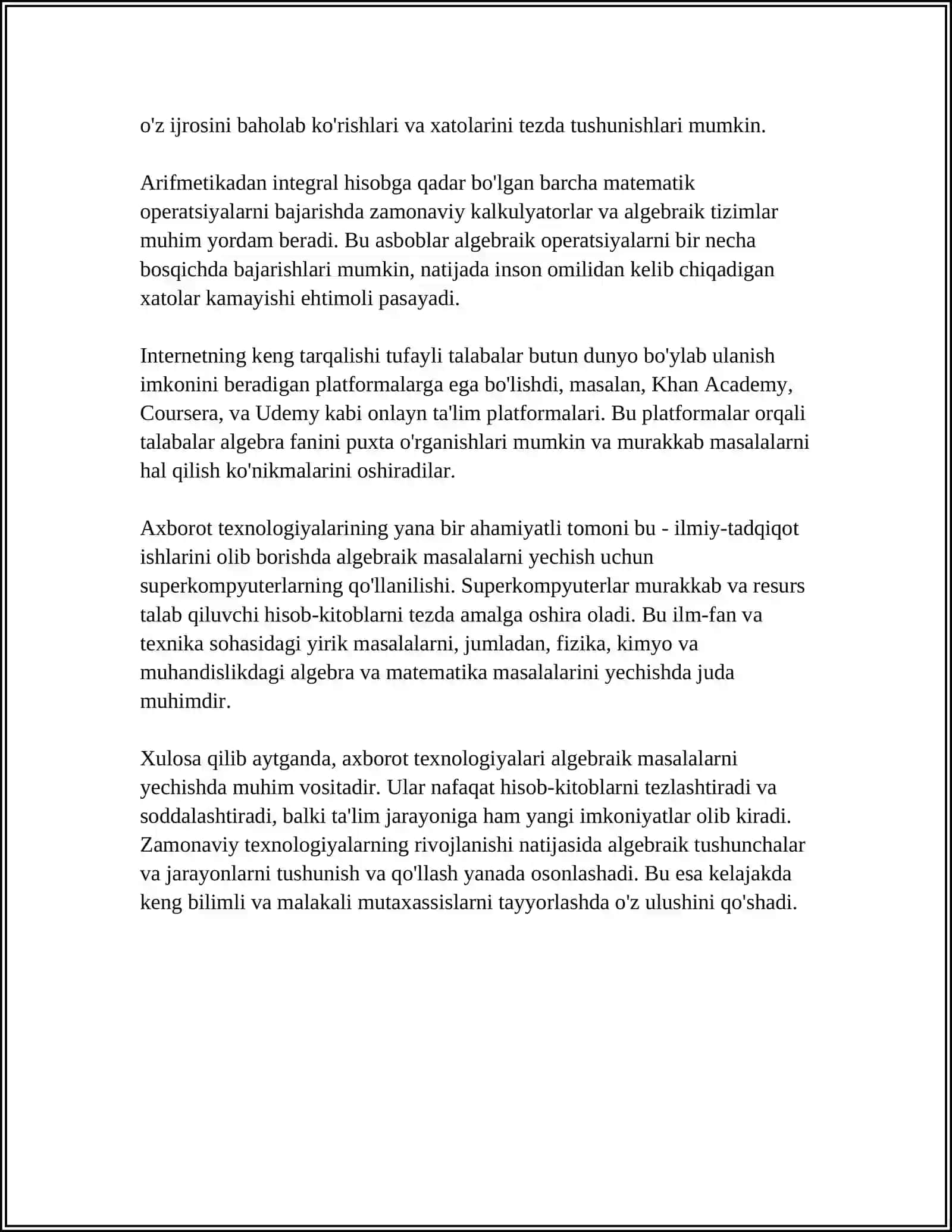 ALGEBRAIK MAZMUNDAGI MASALALARNI YECHISHNI ÕRGATISHDA AXBOROT TEXNOLOGIYLARIDAN FOYDALANISH 4