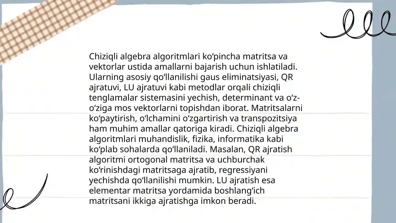 Algoritmlar kutubxonasi. Sonli hisoblash funksiyalarining kutubxonasi Usanova Sevinch 4