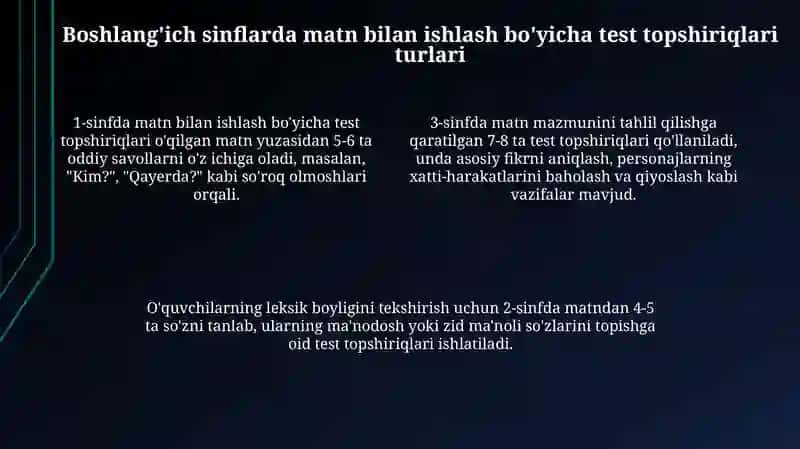 Boshlang'ich ta'limda matn ustida ishlash boʻyicha test topshiriqlari, krassvord 4