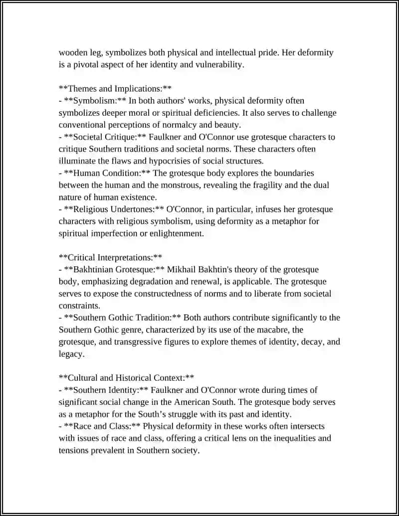 The Grotesque Body and Physical Deformity in Faulkner and O'Connor 4