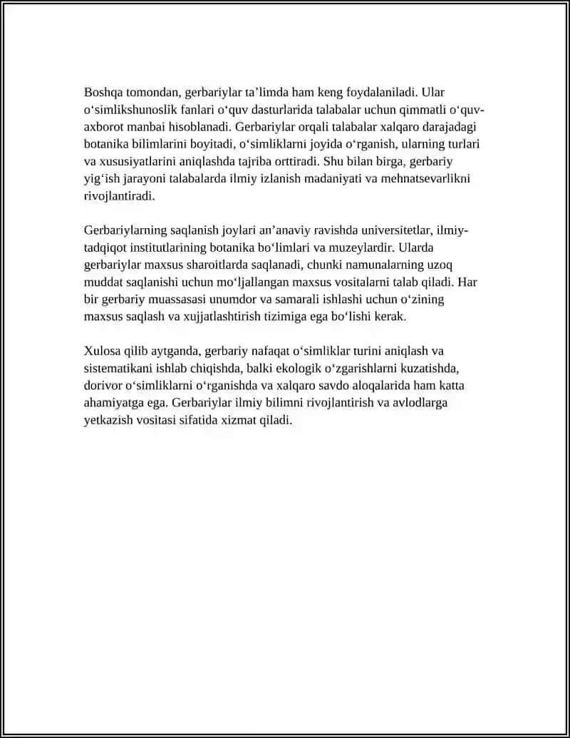 GERBARIY TAYYORLASH VA TAYYORLASH USULLARI HAQIDA MA’LUMOT BERISH 4