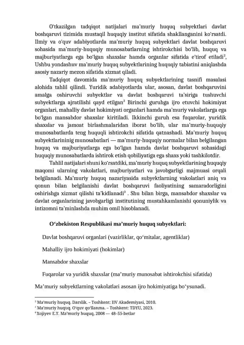 MA’MURIY HUQUQ SUBYEKTLARI 4