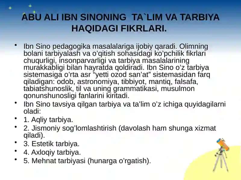 Abu Ali Ibn Sinoning ta'limiy qarashlari 4
