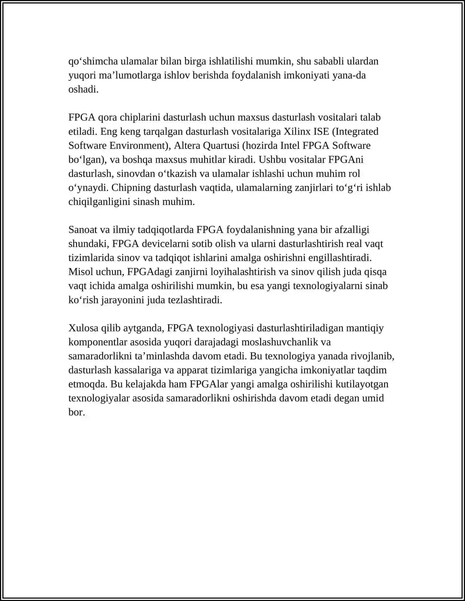 FPGA VA MIKROPROTSESSOR TEXNALOGIYALARINING INTEGRATSIYASI 4