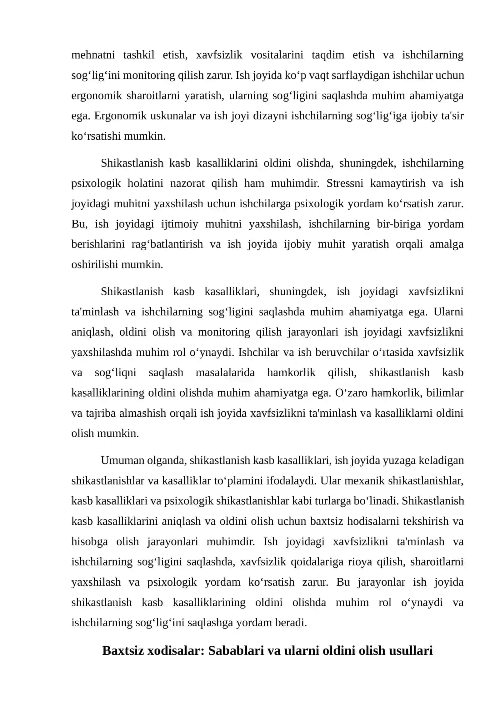 Shikastlanish kasb kasalliklari baxtsiz xodisalarni tekshirish hisobga olish xodisa sabablarini tekshirish turlari 4