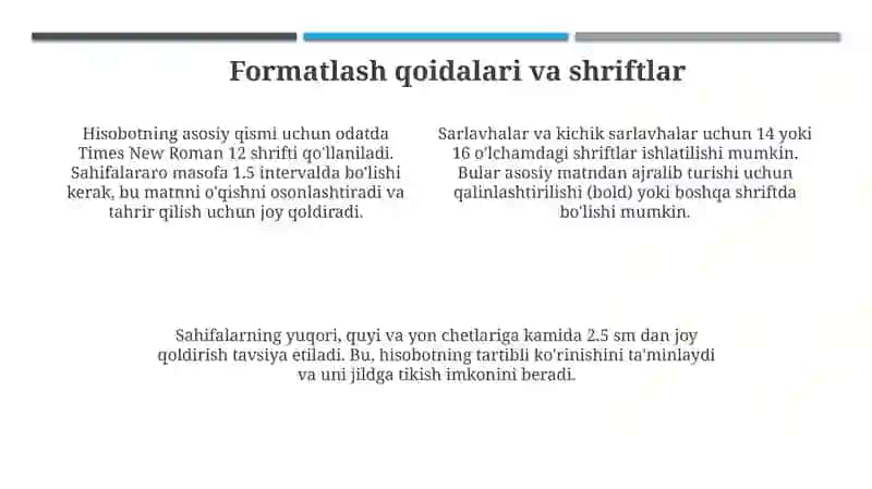 Hisobot tuzish asoslari 4