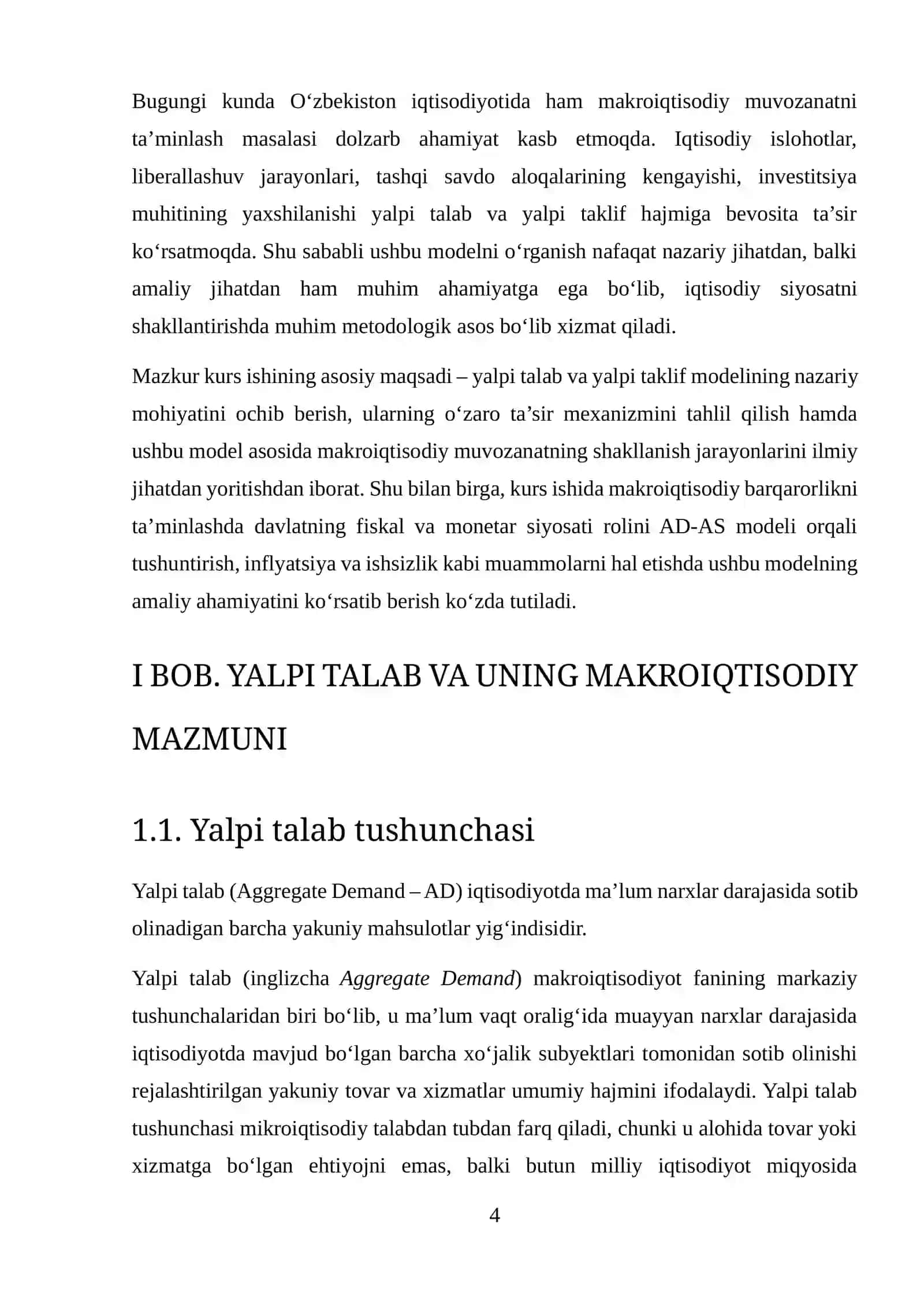 Yalpi talab va yalpi taklif modelida makroiqtisodiy muvozanat 4