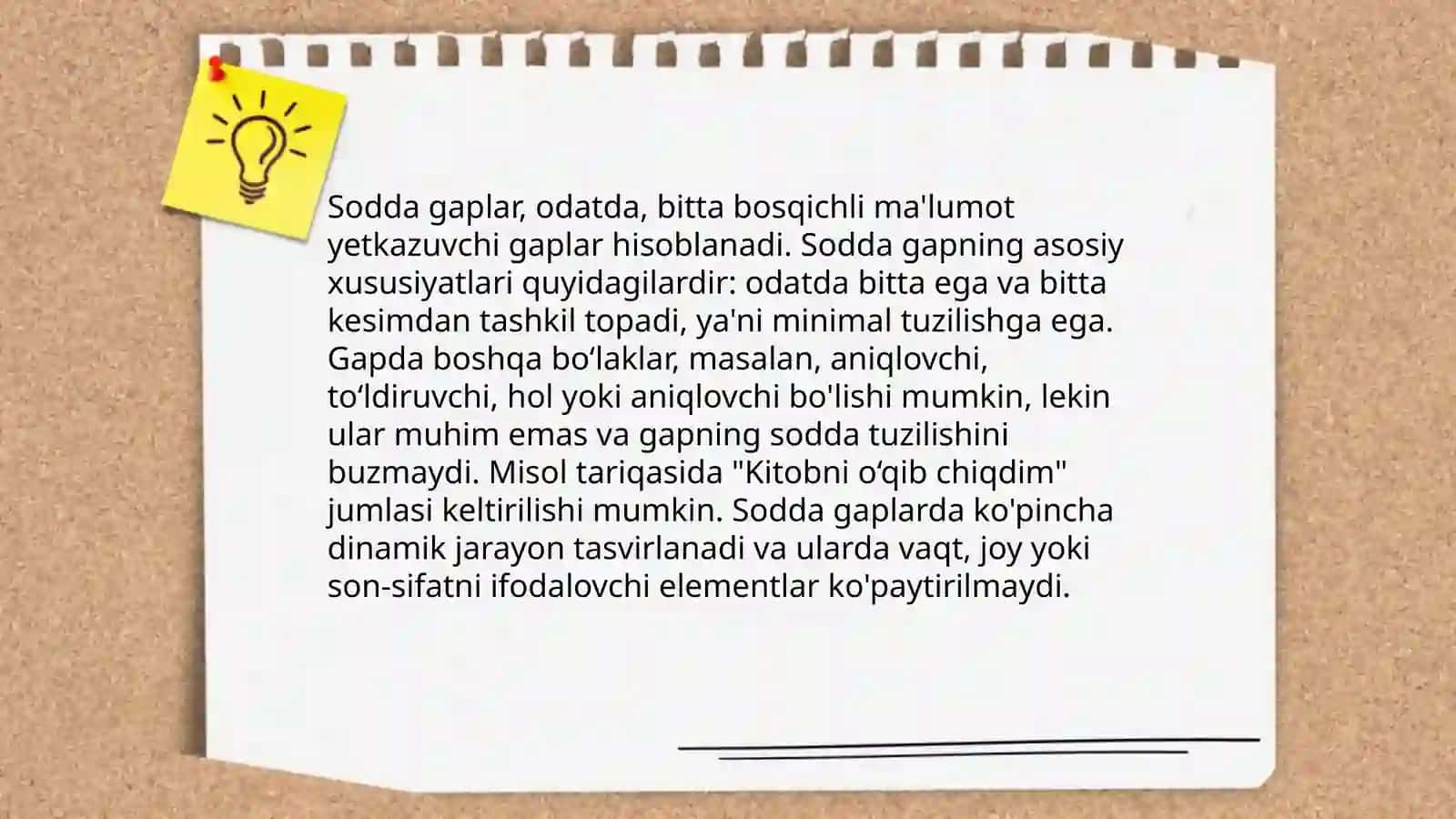 Sodda gapning tarifi va tasnifi 4