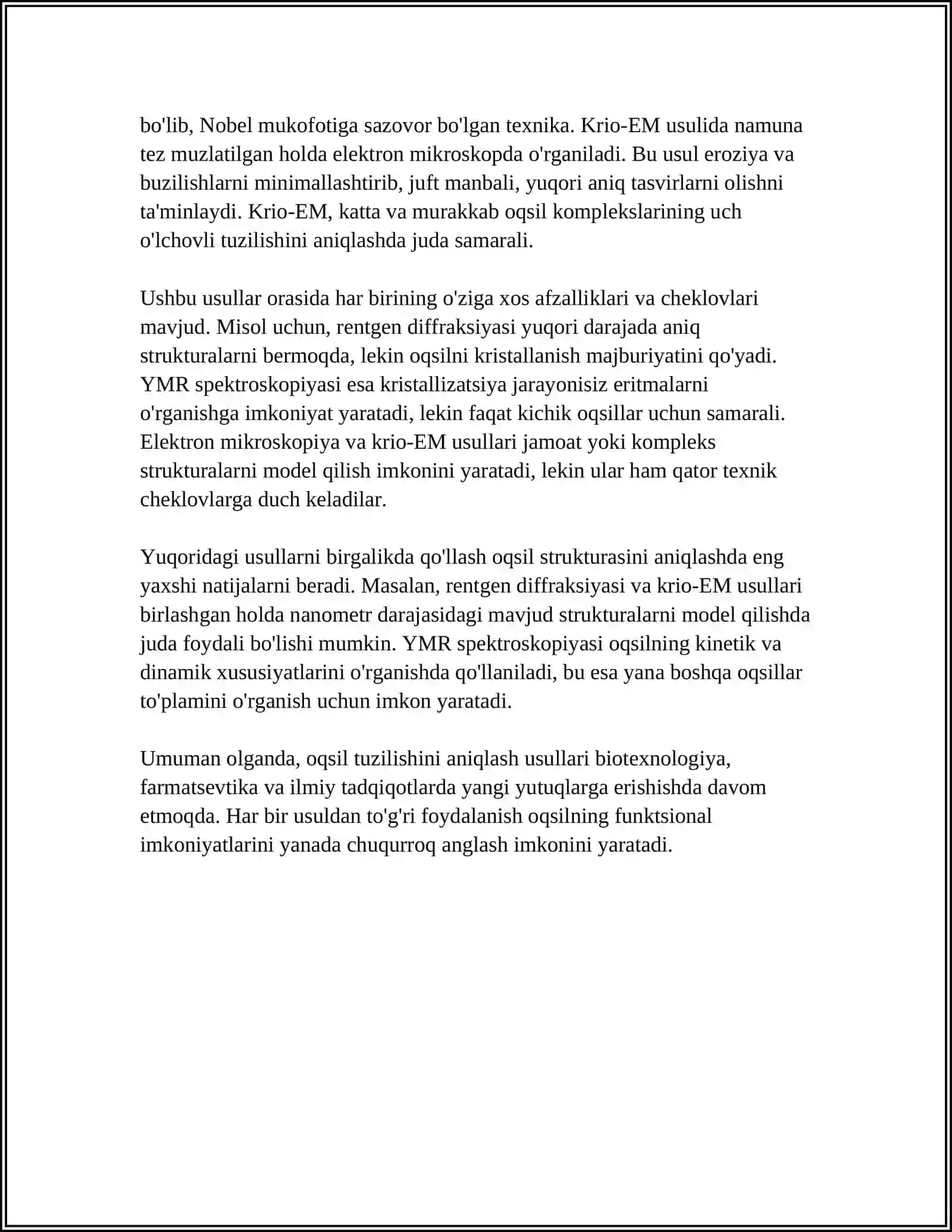 OQSILLARNING AMINOKISLOTA TARKIBINI ANIQLASH. N- VA S- OXIRGI AMINOKISLOTA QOLDIG’INI ANIQLASH 4