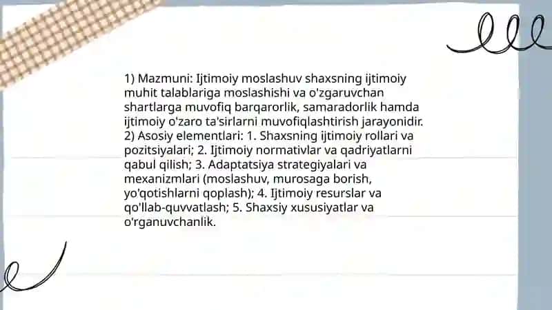 Ijtimoiy moslashuv tushunchasi va uning mazmuni 4