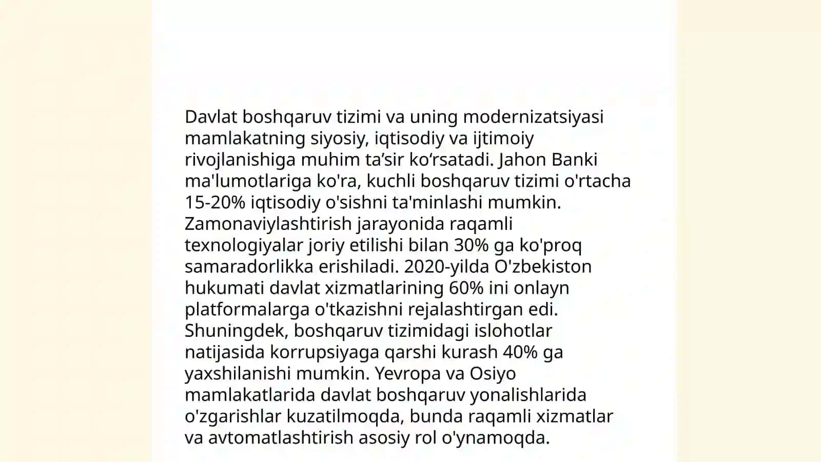 Ŏzbekiston mustaqillik yillarida davlat boshqaruvi va ijtimoiy sohada amalga oshirilayotgan ŏzgarishlar mazmuni va mohiyati 4