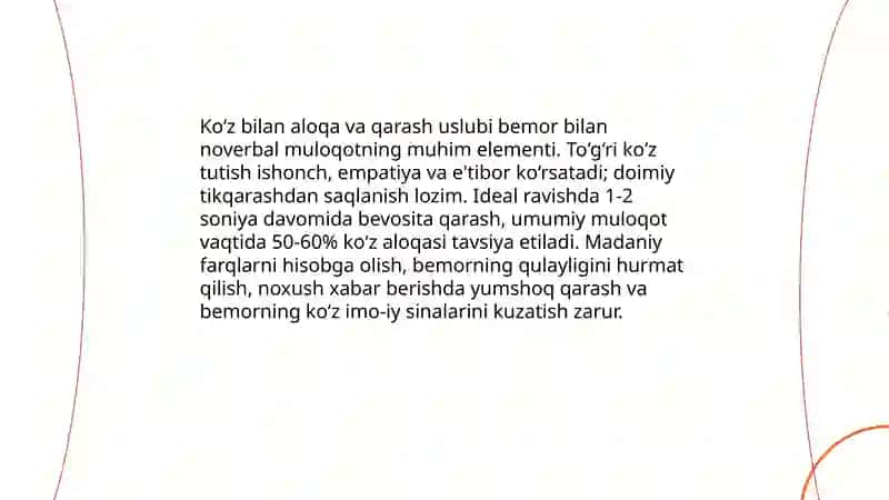 Bemor bilan Noverbal muloqot 4