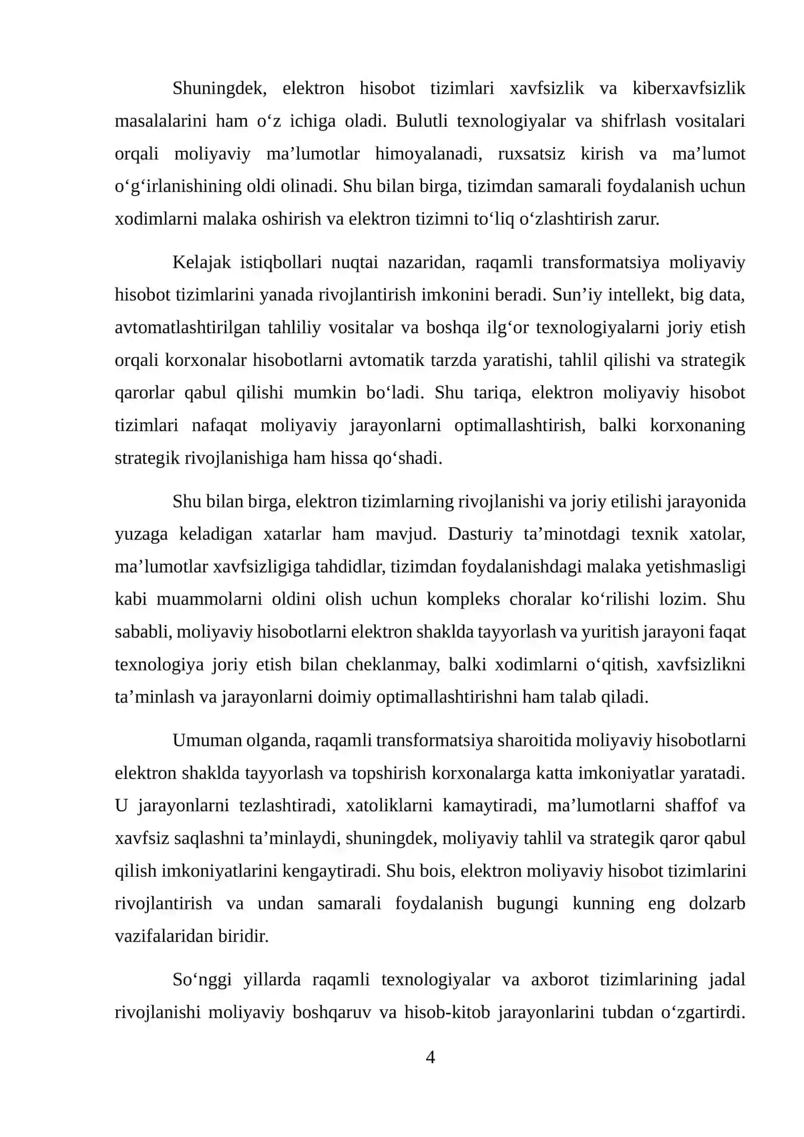 MOLIYAVIY HISOBOTNI ELEKTRON SHAKLDA TAYYORLASH VA TOPSHIRISHNING RAQAMLI TRANSFORMATSIYA SHAROITDAGI RIVOJLANISHI 4