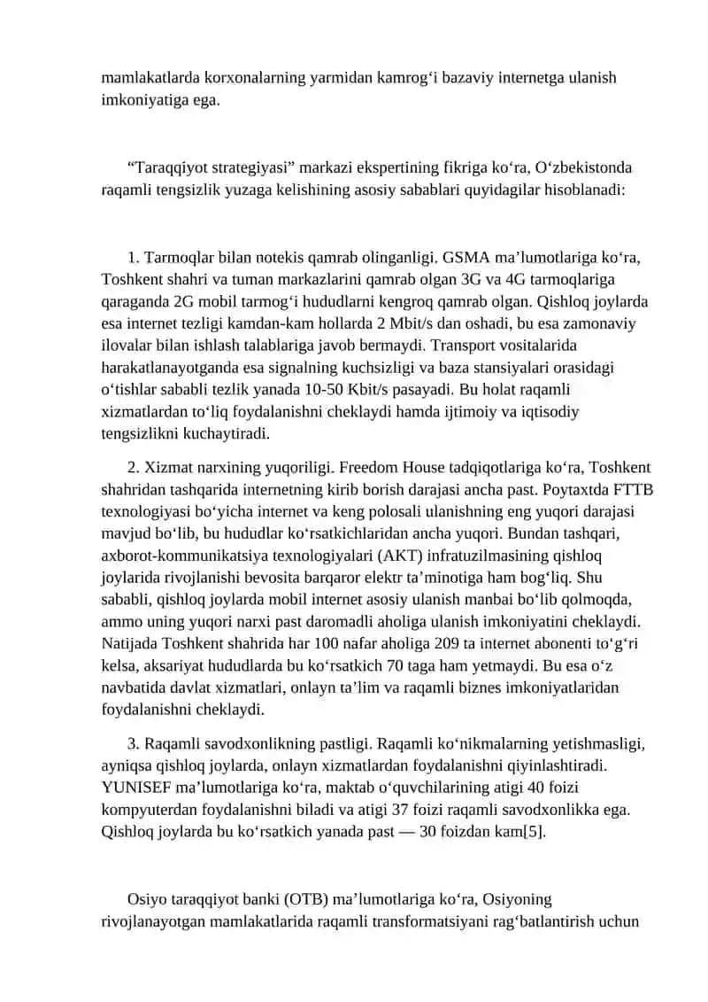 Raqamli tengsizlik. Tarmoqlardan foydalanish. Ekpert tizimlar 4