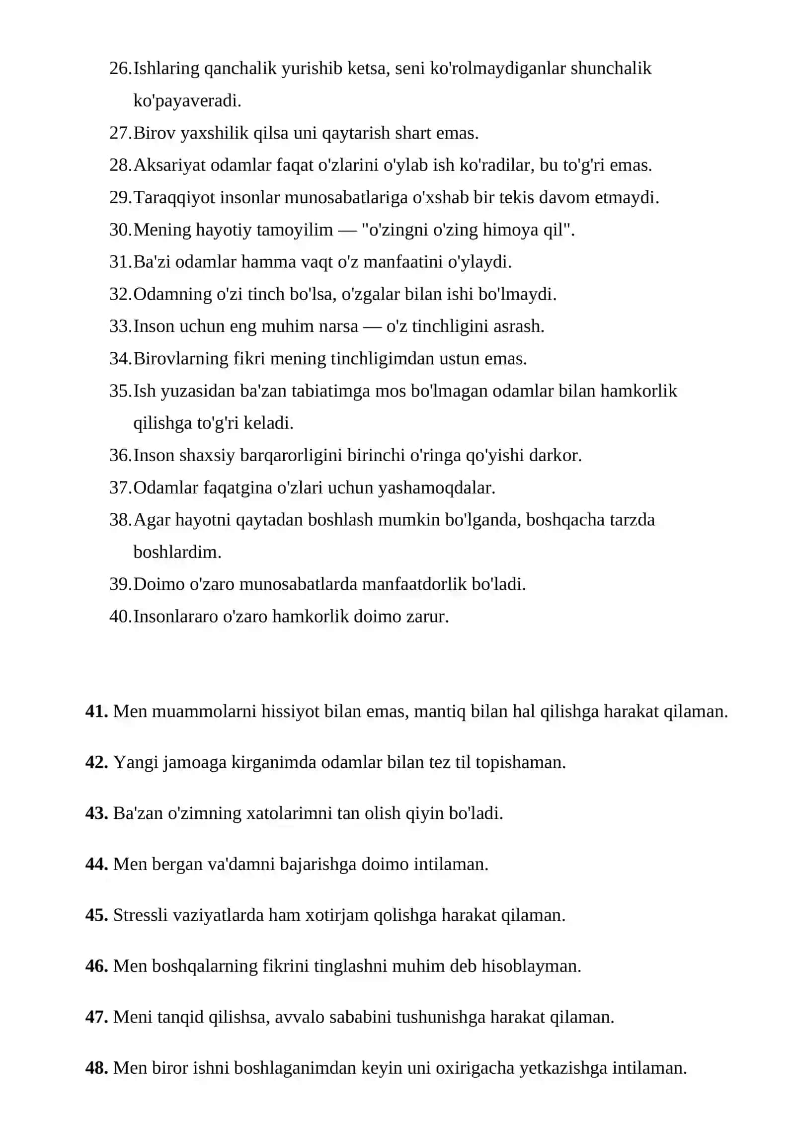 Bojxona psixologiya test savollari 4