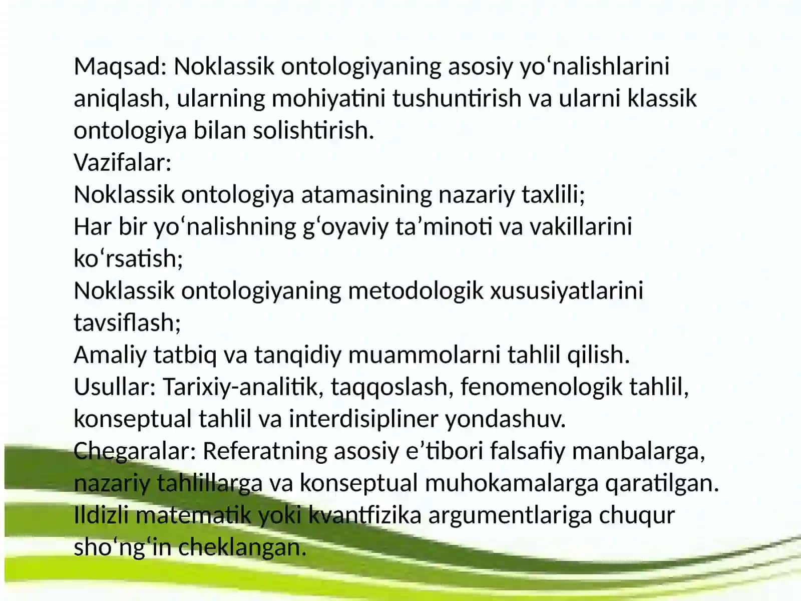 Noklassik ontologiyaning yo‘nalishlari va mohiyati 4