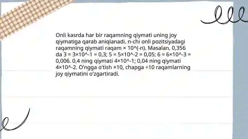 Onli kasrlar va ular ustida arifmetik amallarni bajarish algaritmi 4
