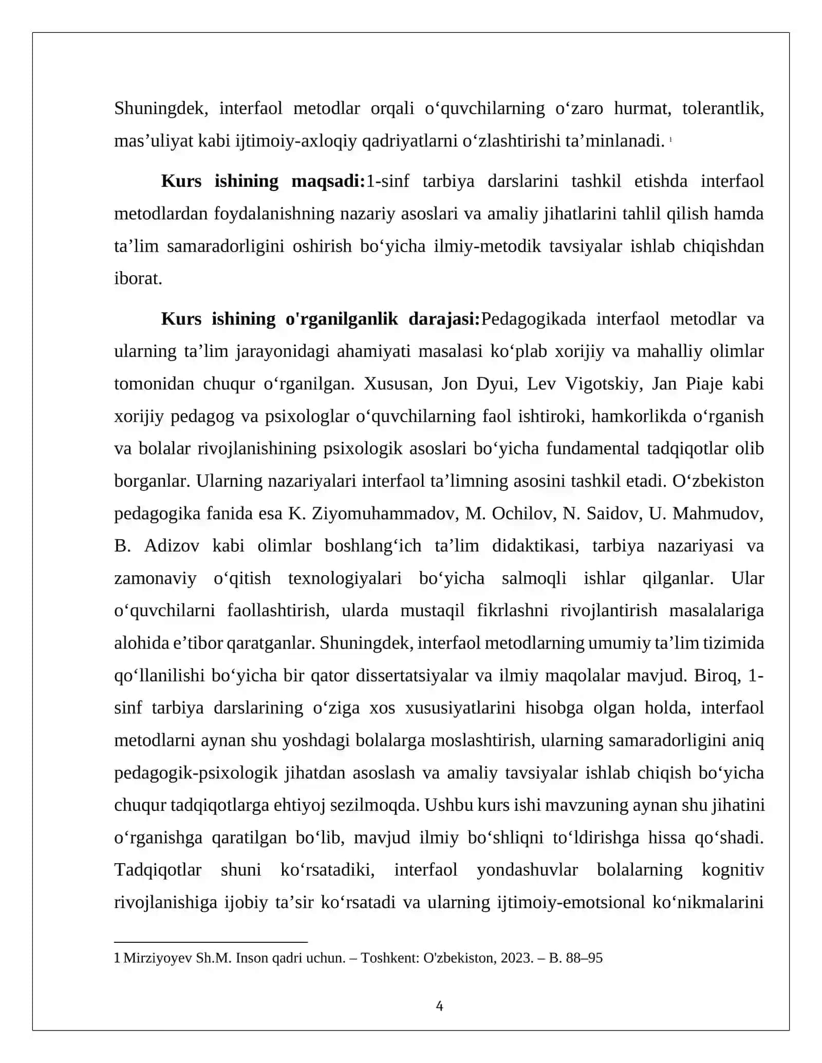 1-sinf tarbiya darslarini tashkil etishda interfaol metodlardan foydalanish 4