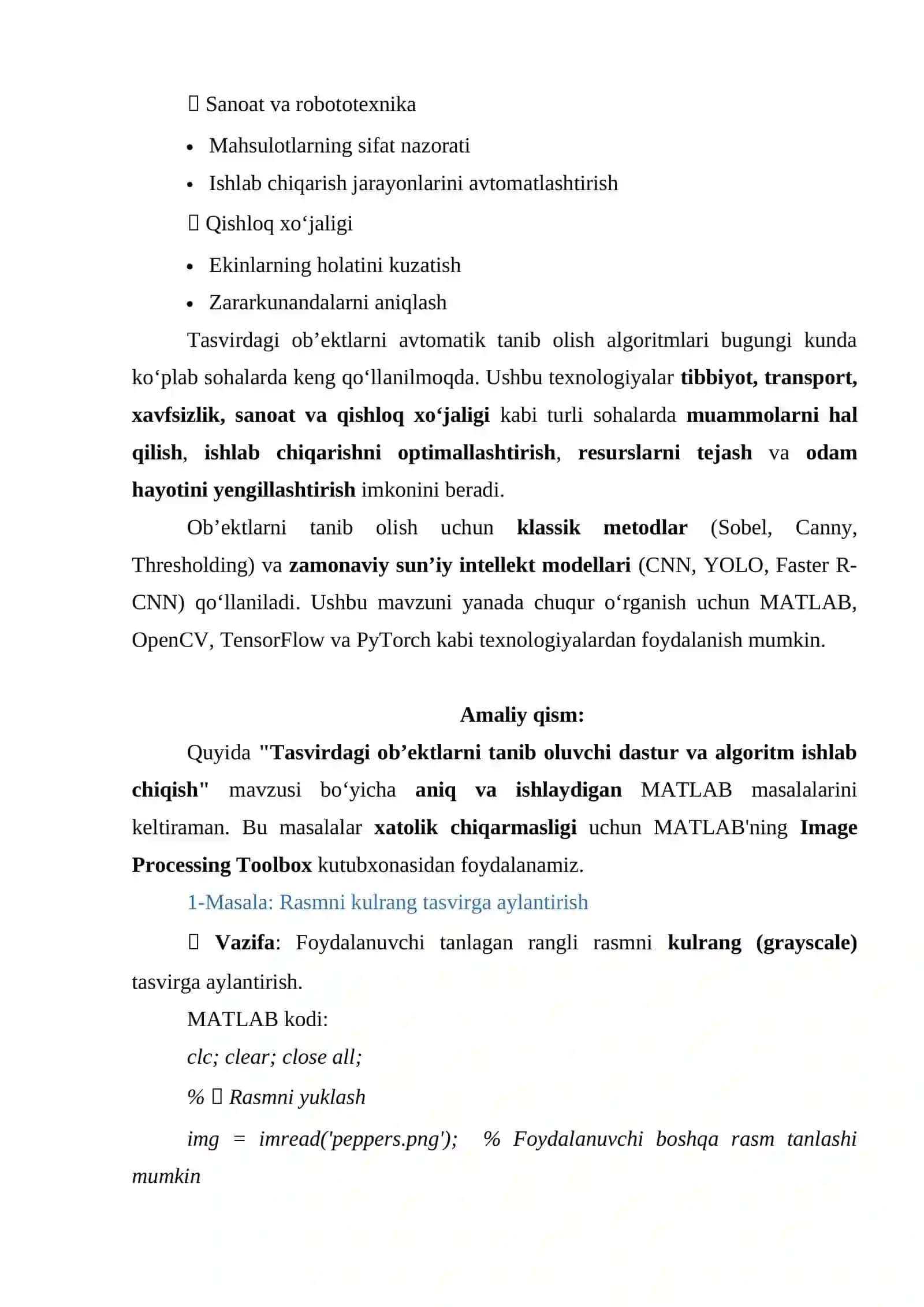 10-AMALIY MASHGʻULOT TASVIRDAGI OB’EKTLARNI TANIB OLUVCHI DASTUR VA ALGORITM ISHLAB CHIQISH 4