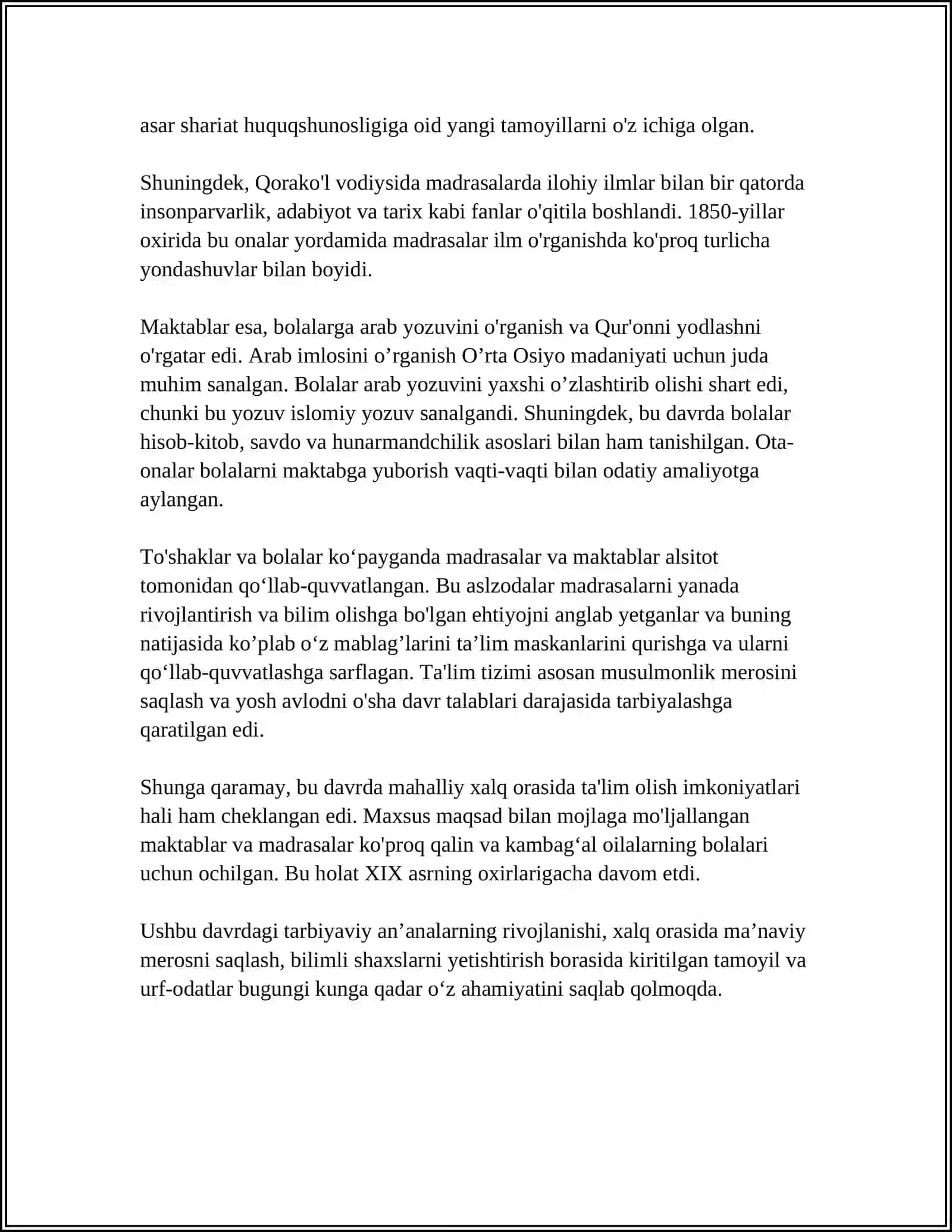 XVII-XIX ASRNING BIRINCHI YARMIDA TARBIYA, MAKTAB VA PEDAGOGIK FIKRLAR 4