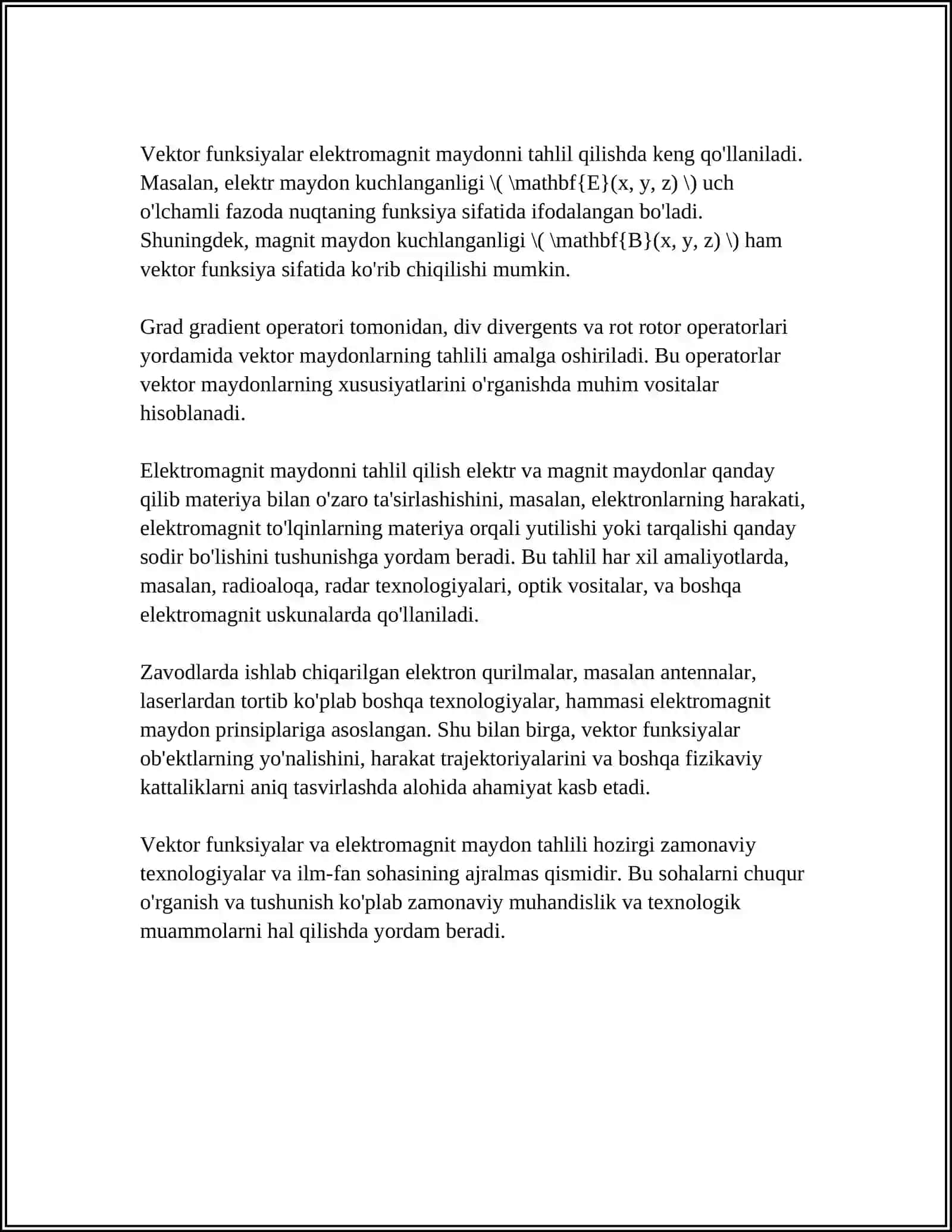 VEKTOR FUNKSIYALARNING ELEKTROTEXNIKA SOHASIDAGI TATBIQLARI 4