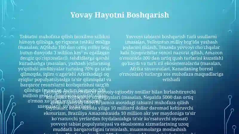 Tabiatdan foydalanish va muhofaza qilishni boshqarish 4