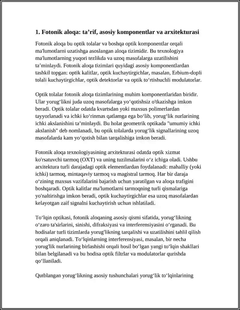 FOTONIK ALOQANING ASOSIY TUSHUNCHALARINI O‘RGANISH 4