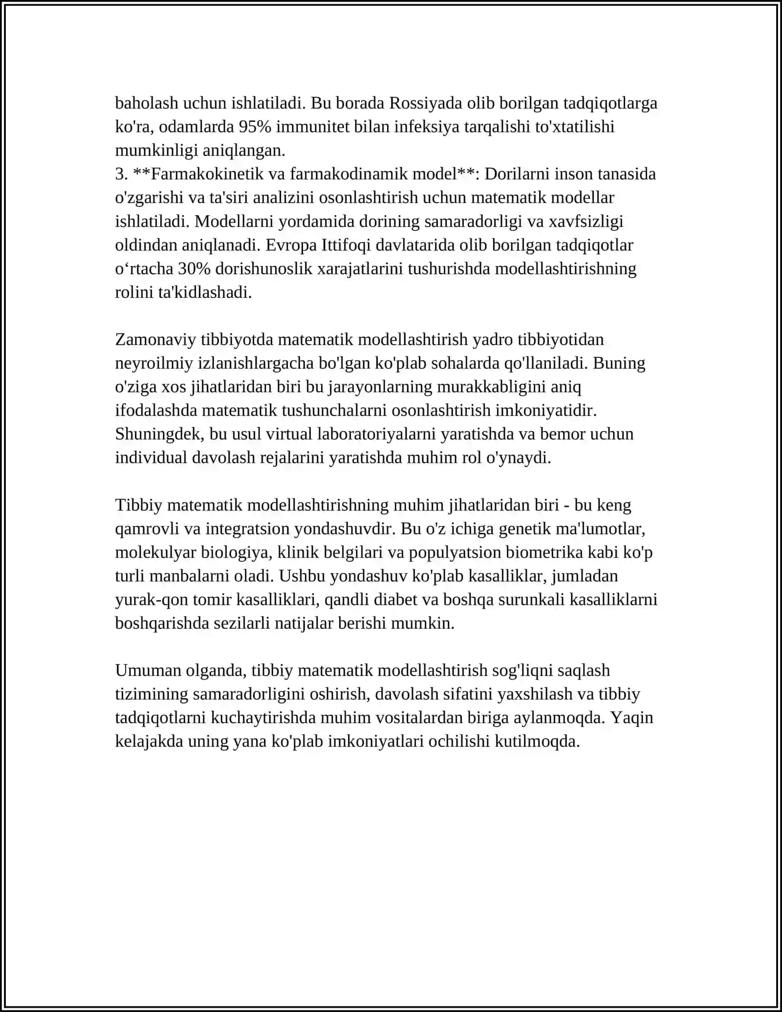 TIBBIY BIOLOGIK MAZMUNDAGI DIFFERENSIAL TUGMALARNI TUZISH VA YECHISH TIBBIY BIOLOGIYA VA FORMATSIYANING AMALIY MASALALARINI OCHIB BERISH 4