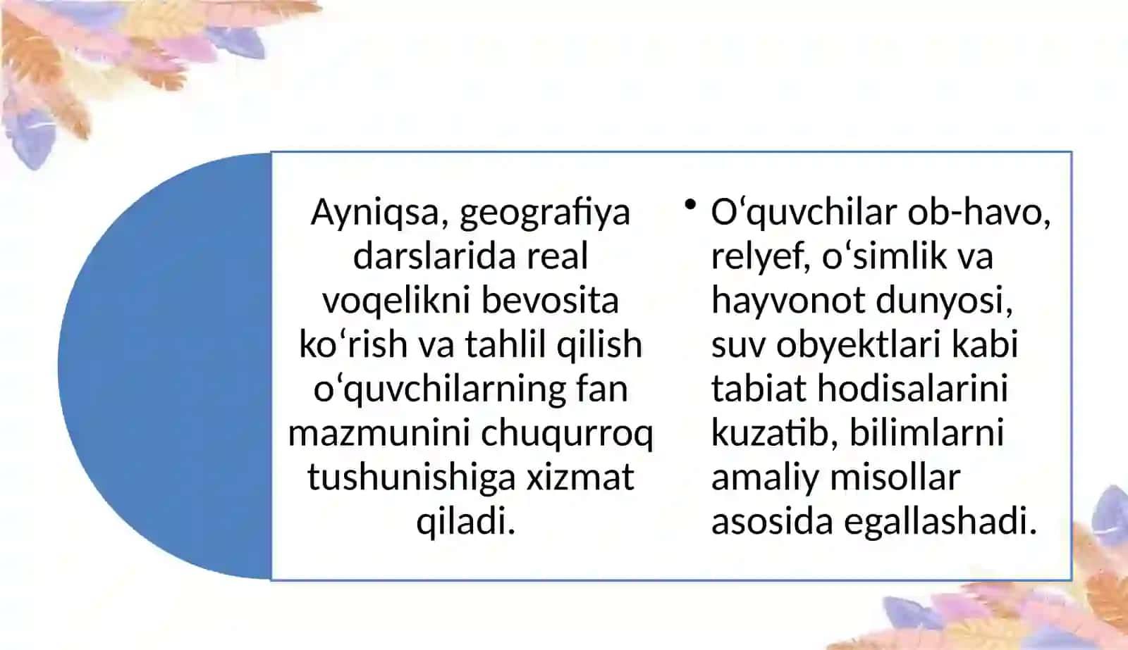 Geografiyadarslaridakuzatishorqaliyangibilimvatushunchalarnishakllantirish.Ekologikmadaniyatinishakllantirish 4