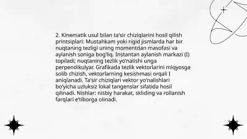 Taʼsir chiziqlarining kinematik usuli 4