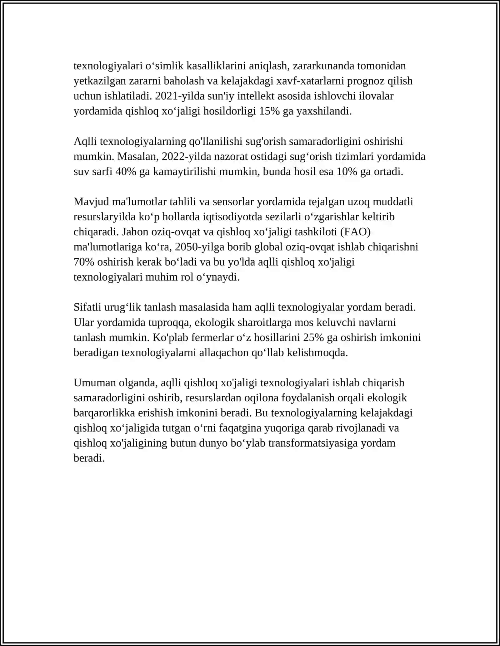Aqlli qishloq xo'jaligi texnologiyalari 4
